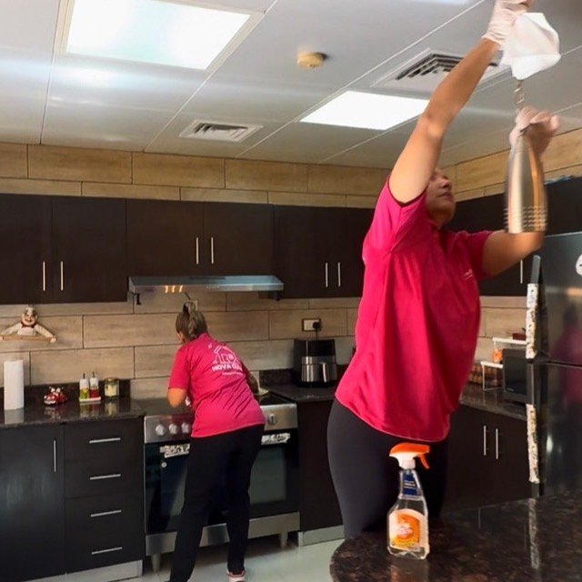 Nova Clean team members deep cleaning a kitchen in Las Vegas
